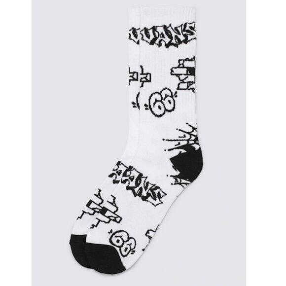 VANS Men's Flash Art Crew Socks Size US 9.5-13 In White - Picture 1 of 6